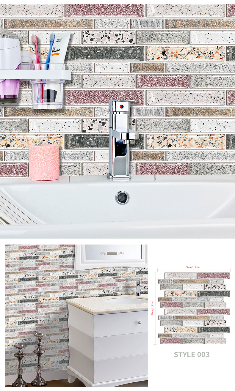 Waterproof and moistureproof 3D three-dimensional wall imitation tile stickers