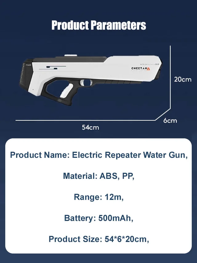 Pulse Electric Continuous Firing Water Gun Toy with Automatic Water Absorption