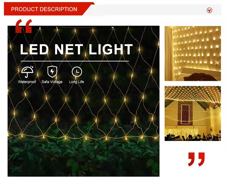 Fairy Lights For Christmas Decor Wedding Holiday Led Net Mesh String Light Outdoor Decoration Led Fishing Net Light