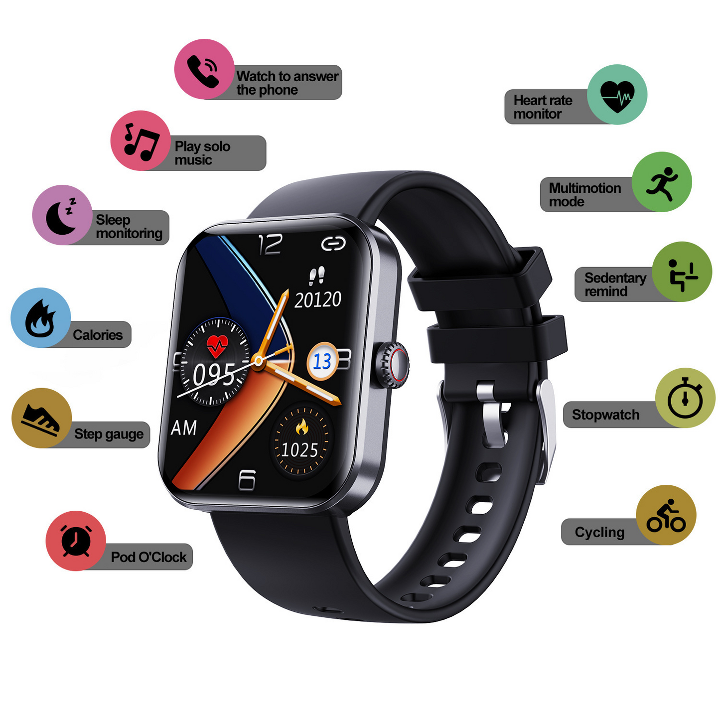 [All day monitoring of heart rate and blood pressure] Bluetooth fashion smartwatch