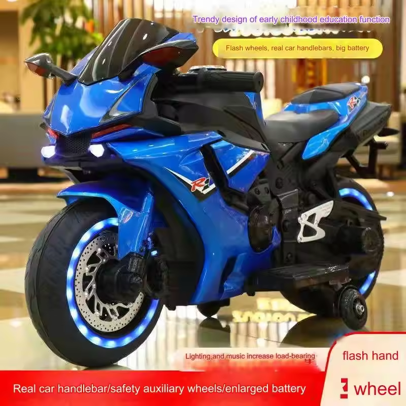 Children's large rechargeable 12V two-wheeled toy racing motorcycle