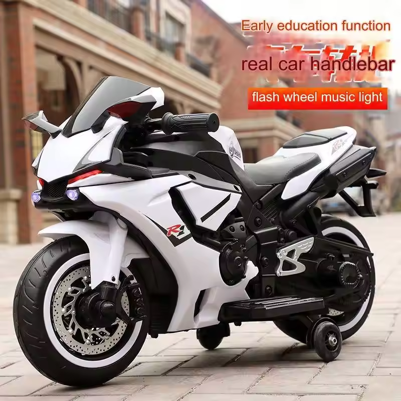 Children's large rechargeable 12V two-wheeled toy racing motorcycle