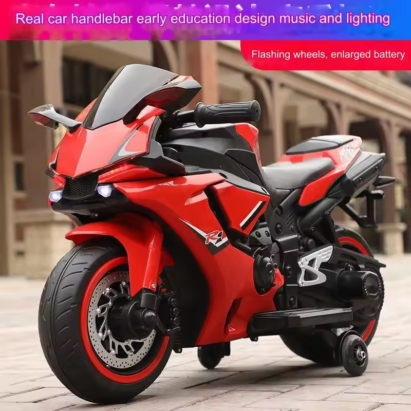 Children's large rechargeable 12V two-wheeled toy racing motorcycle