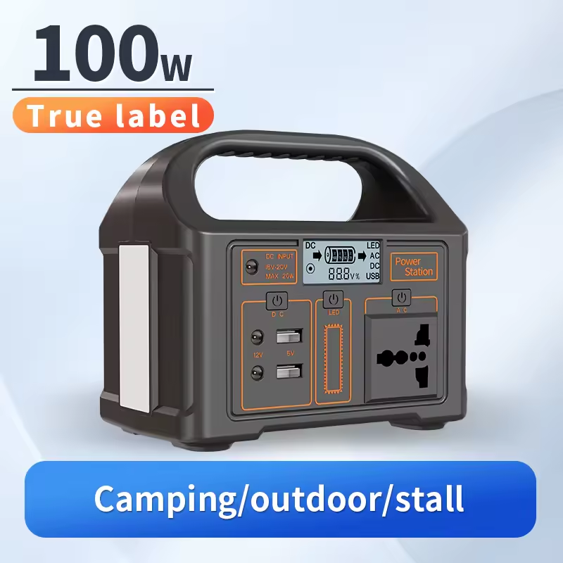 Portable Mini Outdoor Power Supply With 110V US Standard, 100W Lithium Iron Phosphate Energy Storage Power Supply, LED Lighting, And Multiple Sockets