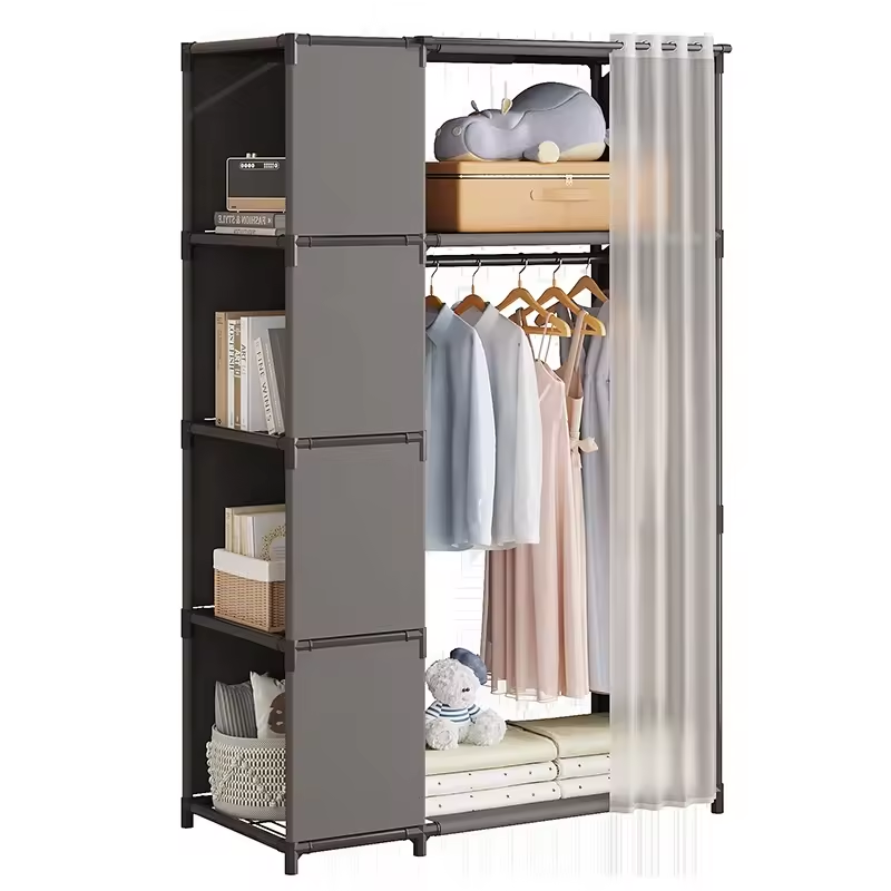 Entrance Floor-standing Clothing Hanger Household Multi-layer Storage Rack Non-woven Wardrobe Coat Rack