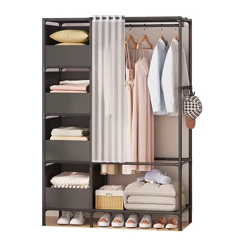 Entrance Floor-standing Clothing Hanger Household Multi-layer Storage Rack Non-woven Wardrobe Coat Rack