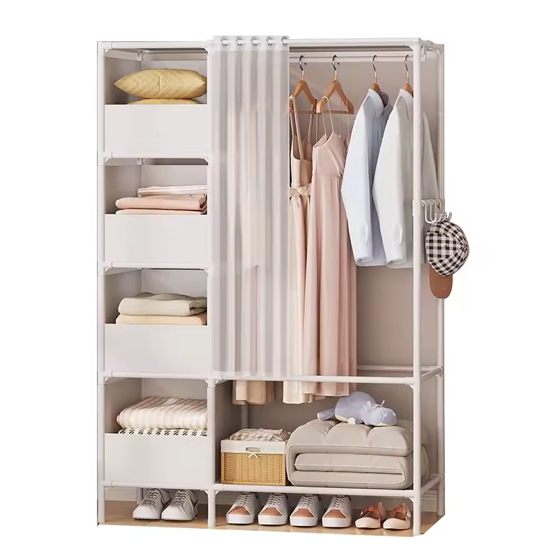 Entrance Floor-standing Clothing Hanger Household Multi-layer Storage Rack Non-woven Wardrobe Coat Rack