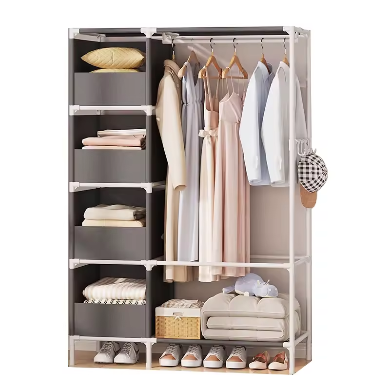 Entrance Floor-standing Clothing Hanger Household Multi-layer Storage Rack Non-woven Wardrobe Coat Rack