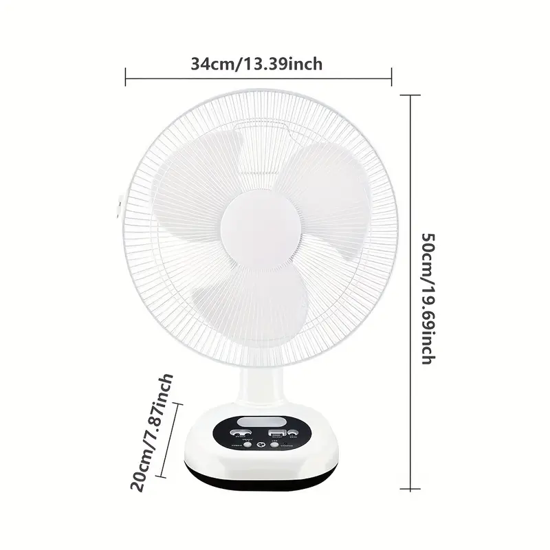 New 2024 Solar Powered USB Rechargeable 12inch Fan With solar panel