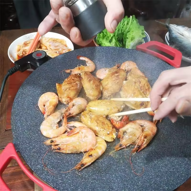 🔥Non-adhesive electric indoor grill pan