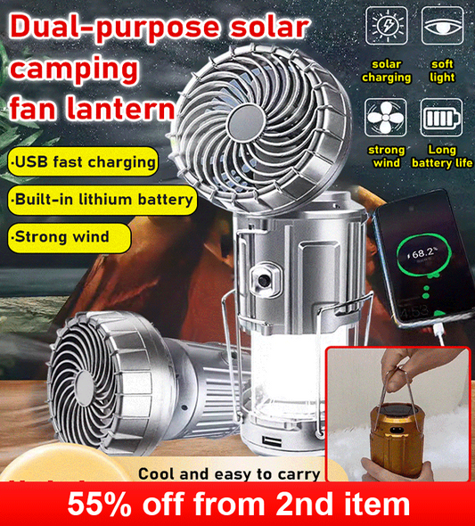 Multi-functional dual-purpose solar camping light fan horse light