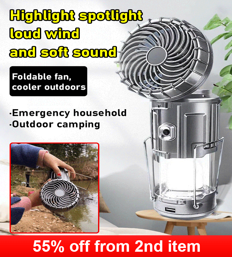 Multi-functional dual-purpose solar camping light fan horse light