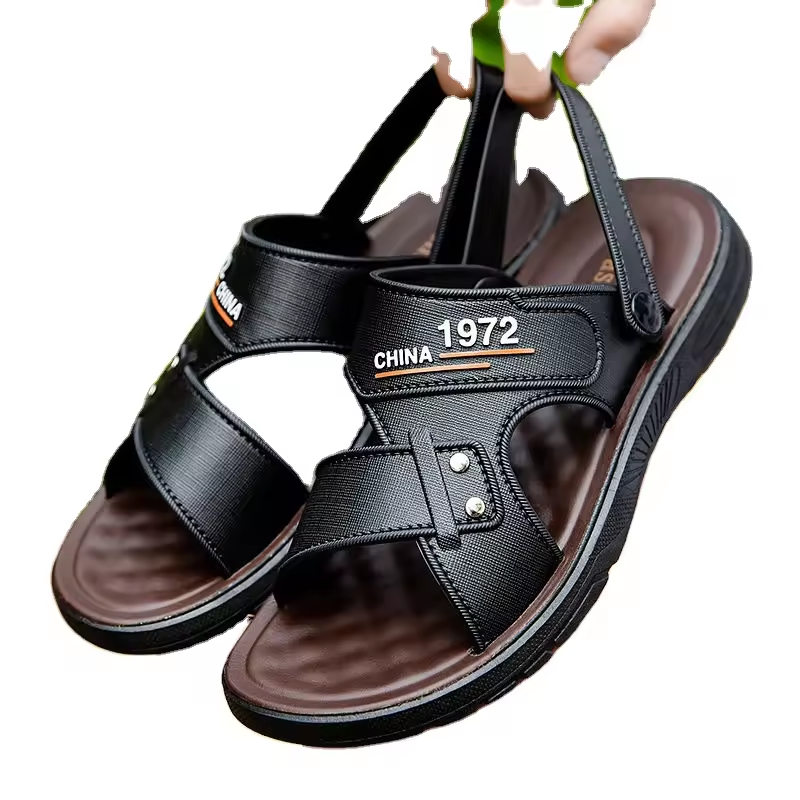 Men's leather casual beach sandals