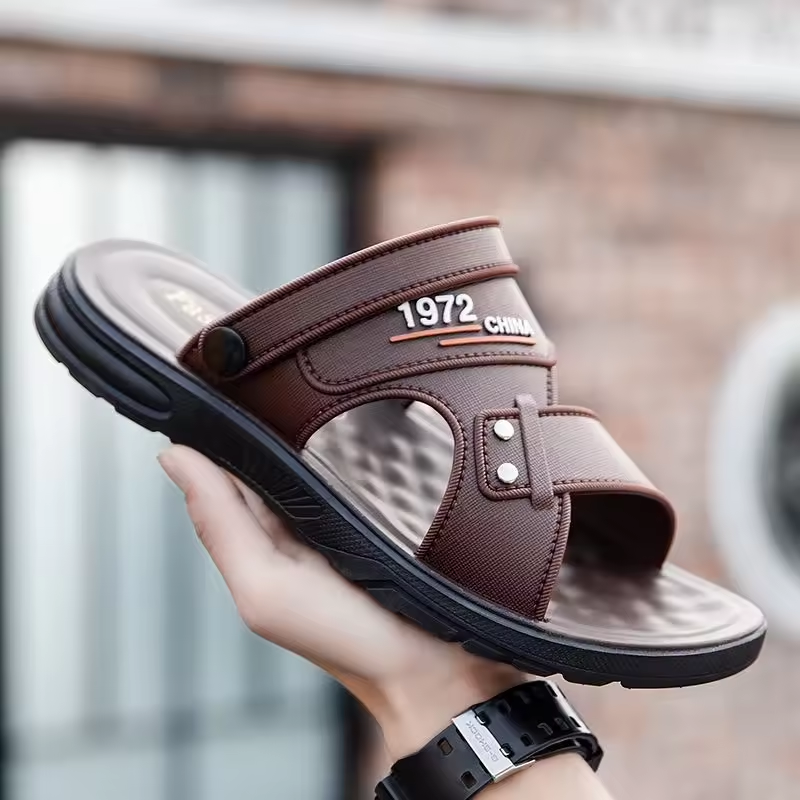 Men's leather casual beach sandals