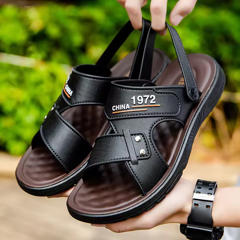 Men's leather casual beach sandals