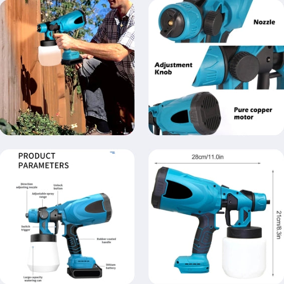 High-pressure Cordless Paint Sprayer with 2 Batteries