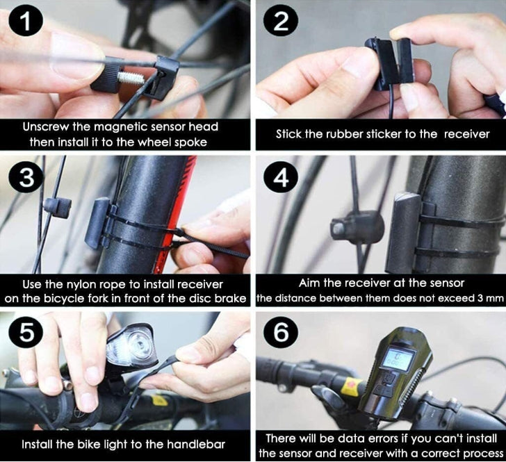 Multifunctional Bicycle Horn Speedometer Riding Light